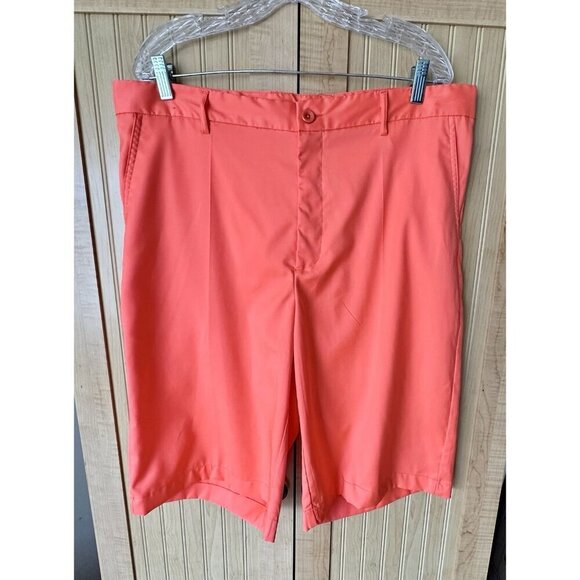 Linea Uomo Shorts Mens 38 Bright Orange Cotton Bermuda Flat Front Pockets Preppy - Picture 5 of 7